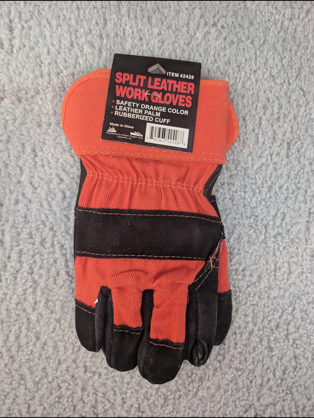 Split Leather Work Gloves - Safety Orange and Black